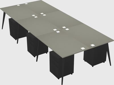 Shared rectangular office desk system