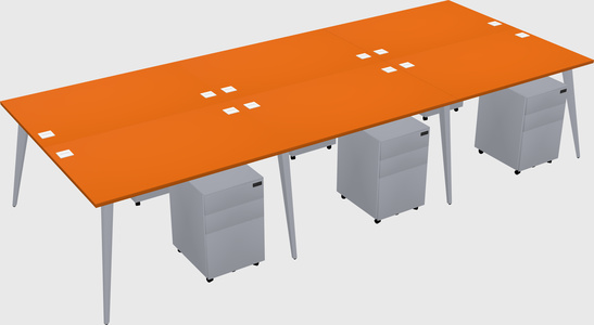 Shared rectangular office desk system