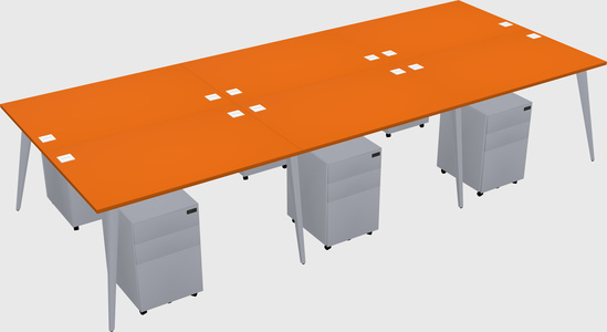 Shared rectangular office desk system