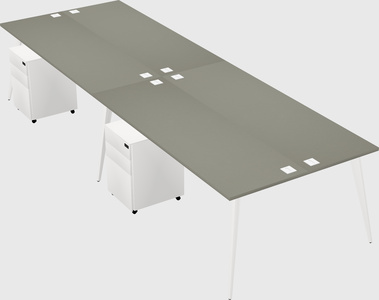 Shared rectangular office desk system