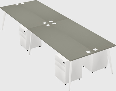 Shared rectangular office desk system