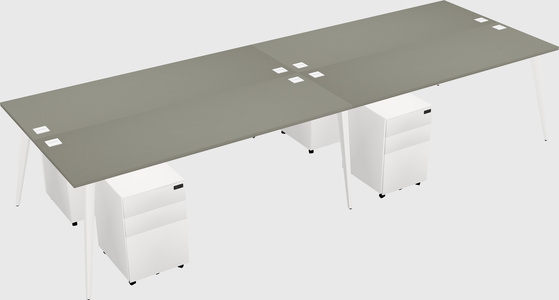Shared rectangular office desk system