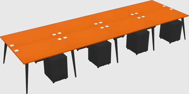 Shared rectangular office desk system