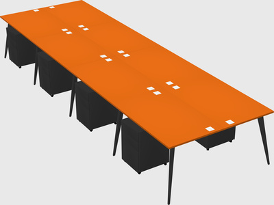 Shared rectangular office desk system