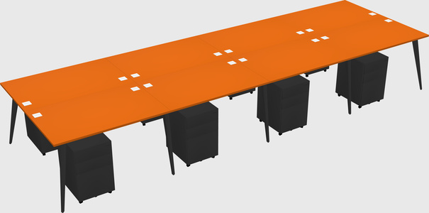 Shared rectangular office desk system