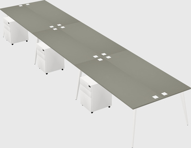Shared rectangular office desk system