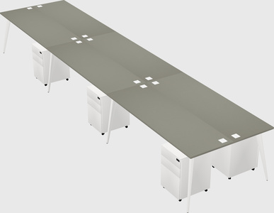 Shared rectangular office desk system