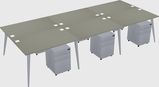 Shared rectangular office desk system