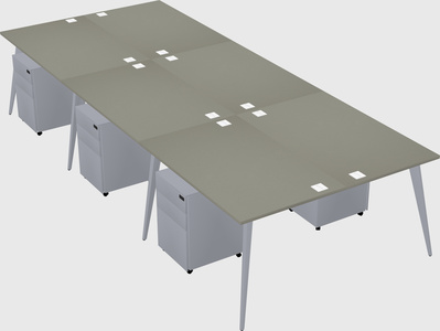 Shared rectangular office desk system