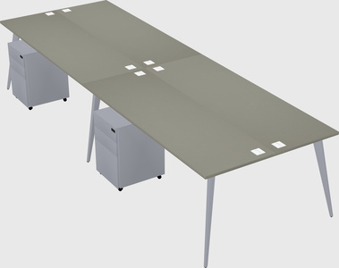 Shared rectangular office desk system