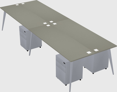 Shared rectangular office desk system