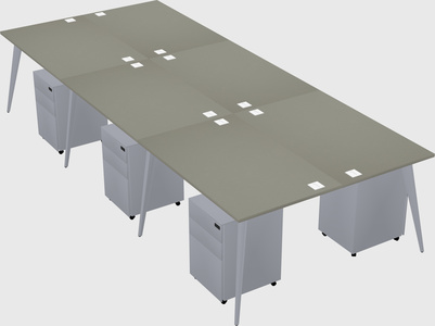 Shared rectangular office desk system