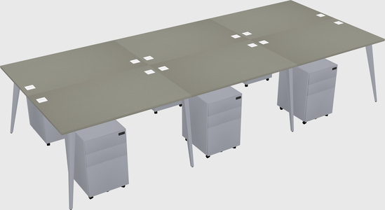 Shared rectangular office desk system