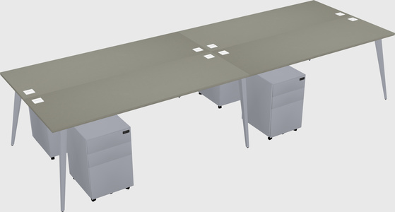 Shared rectangular office desk system