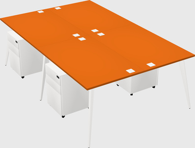 Shared rectangular office desk system