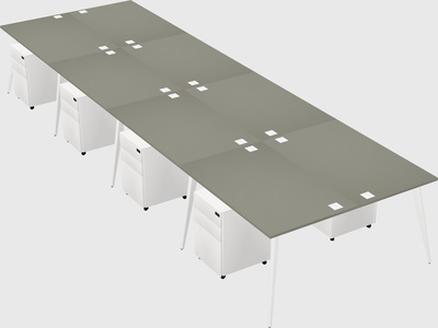 Shared rectangular office desk system