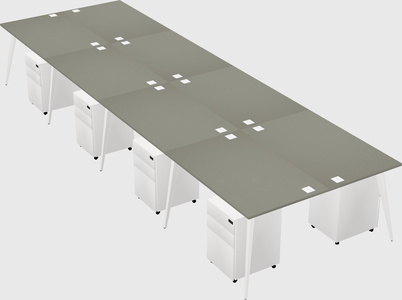 Shared rectangular office desk system