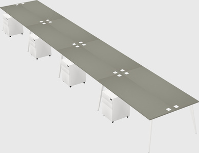 Shared rectangular office desk system