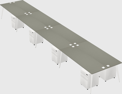Shared rectangular office desk system