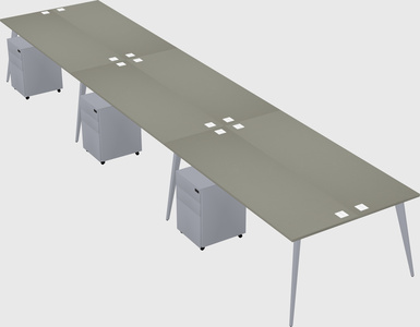 Shared rectangular office desk system