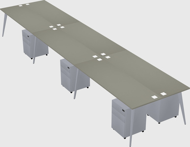 Shared rectangular office desk system