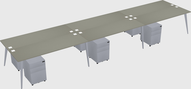 Shared rectangular office desk system