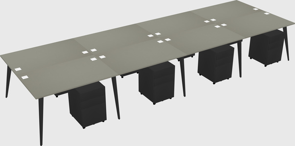 Shared rectangular office desk system