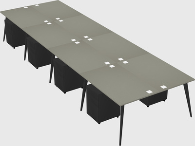 Shared rectangular office desk system