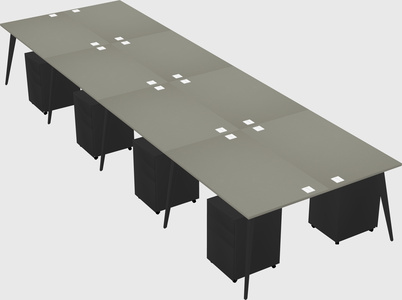 Shared rectangular office desk system