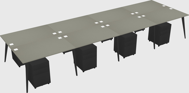 Shared rectangular office desk system
