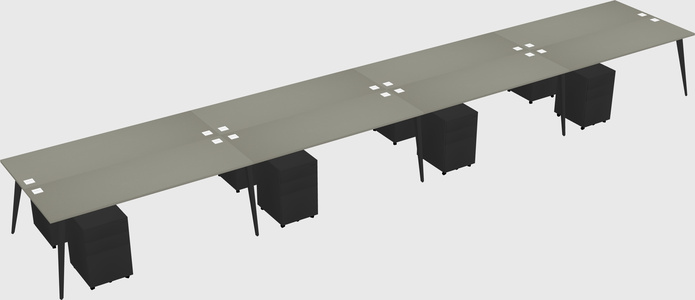 Shared rectangular office desk system