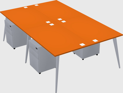 Shared rectangular office desk system