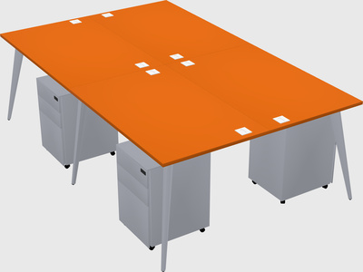 Shared rectangular office desk system