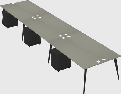 Shared rectangular office desk system