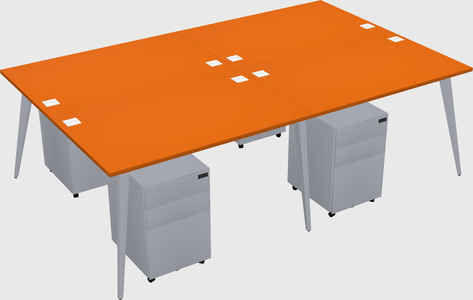 Shared rectangular office desk system