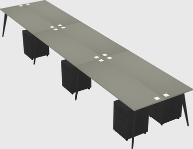 Shared rectangular office desk system