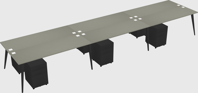 Shared rectangular office desk system