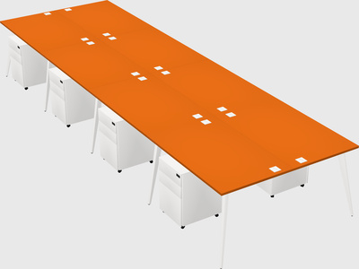Shared rectangular office desk system