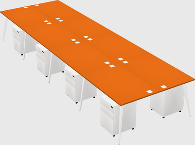 Shared rectangular office desk system