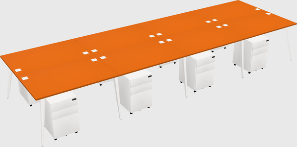 Shared rectangular office desk system