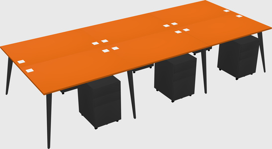 Shared rectangular office desk system
