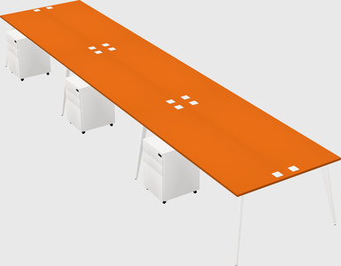 Shared rectangular office desk system