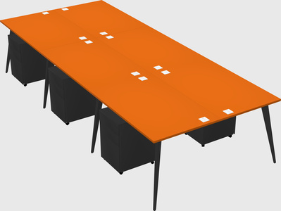 Shared rectangular office desk system