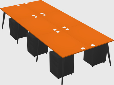 Shared rectangular office desk system