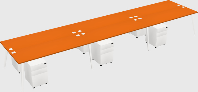 Shared rectangular office desk system
