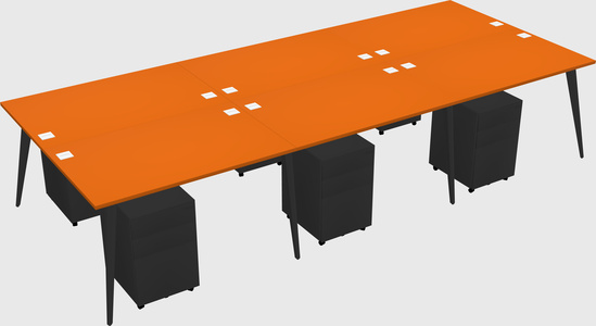 Shared rectangular office desk system