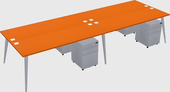 Shared rectangular office desk system