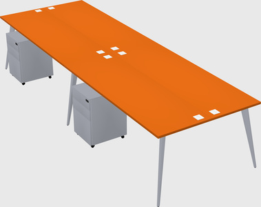 Shared rectangular office desk system