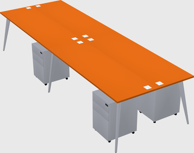 Shared rectangular office desk system