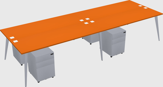 Shared rectangular office desk system